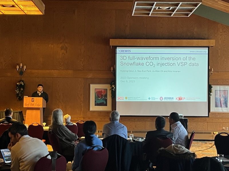 Master's Student Hyeonggeun Ji Presents 3D CCS Monitoring Research at CREWES Annual Meeting