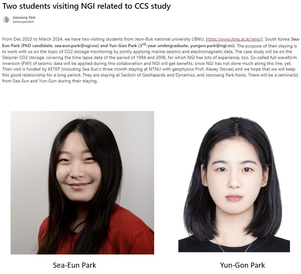 Researchers Sea-Eun Park and Yun-Gon Park Participate in NGI's First Seminar of 2024