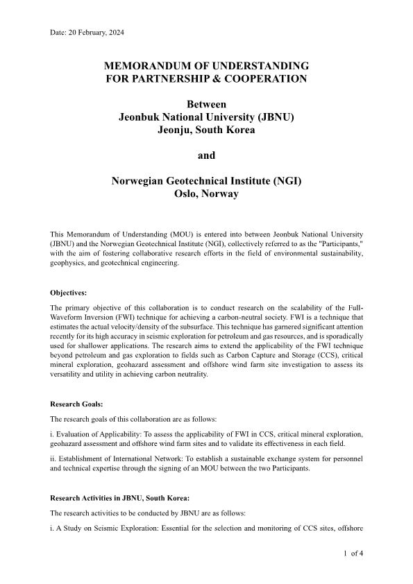 Geophysics Computing Lab Signs MOU with NGI, Norway